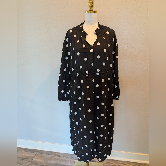 Old Navy Dresses & Skirts - OLD NAVY Maternity Dress Black and White Polka Dot Long Sleeve Midi Size XXL